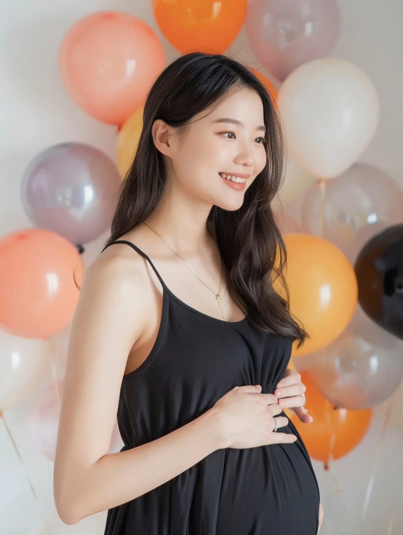 Porträt einer schwangeren asiatischen Frau.